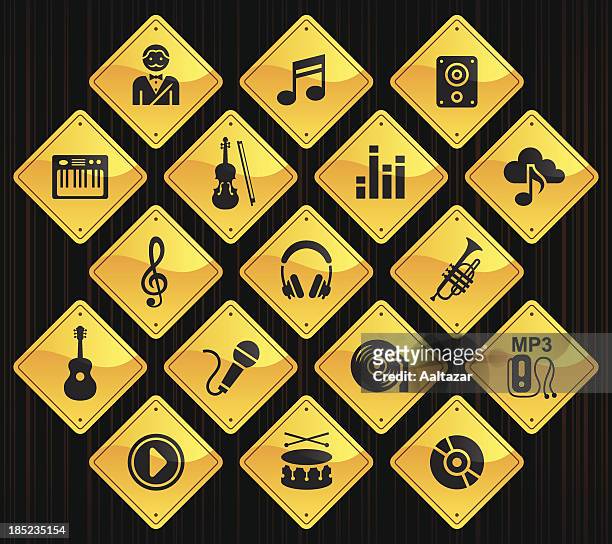 yellow road signs - music - yellow song 2013 stock illustrations