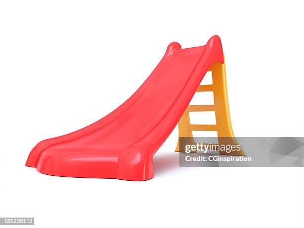 plastic children's slide isolated on a white background - slide stock pictures, royalty-free photos & images