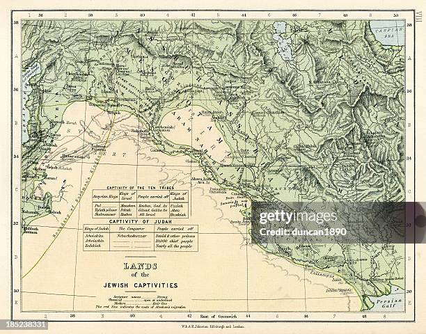 lands of the jewish captivities - persian empire map stock illustrations