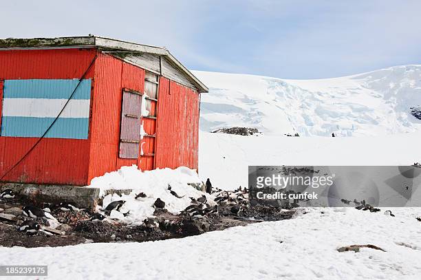 mikklesen harbour with hut - hut stock pictures, royalty-free photos & images