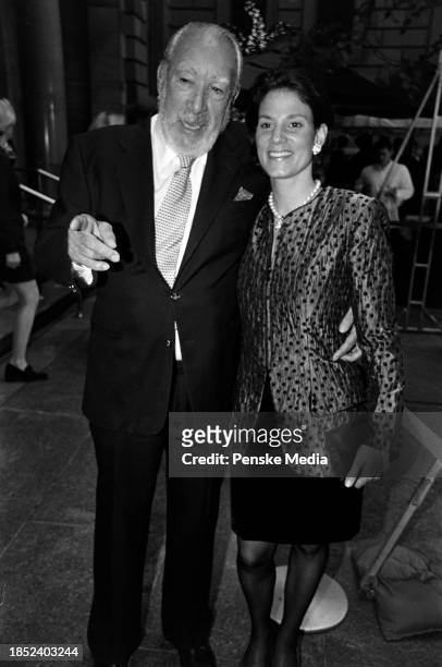 Anthony Quinn and Kathy Benvin attend the 25th-anniversary party at Le Cirque, a restaurant in New York City, on September 14, 1998.