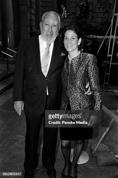 Anthony Quinn and Kathy Benvin attend the 25th-anniversary party at Le Cirque, a restaurant in New York City, on September 14, 1998.