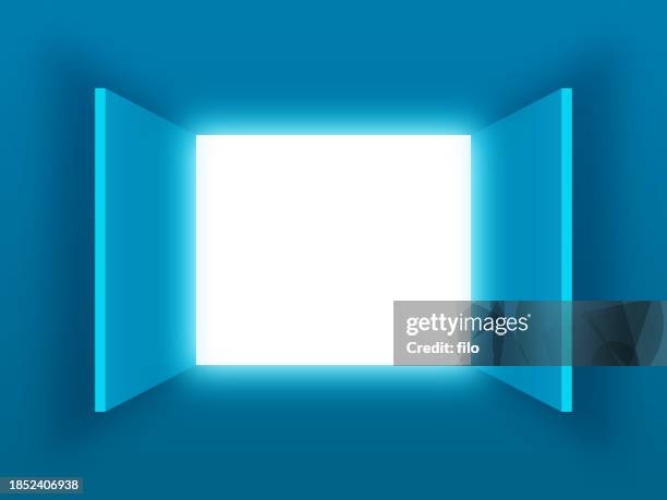 stockillustraties, clipart, cartoons en iconen met open window portal design architecture background - open