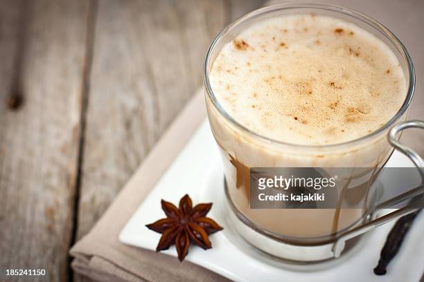 cappuccino coffee - star anise stock pictures, royalty-free photos & images