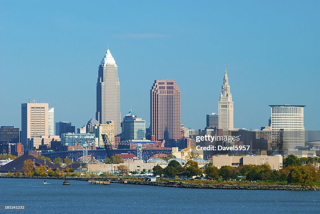 Cleveland skyline and Lake Erie
