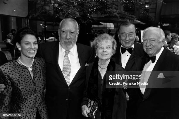 Kathy Benvin, Anthony Quinn, Mary Elizabeth Maxwell Cronkite, Sirio Maccioni, and Walter Cronkite attend the 25th-anniversary party at Le Cirque, a...