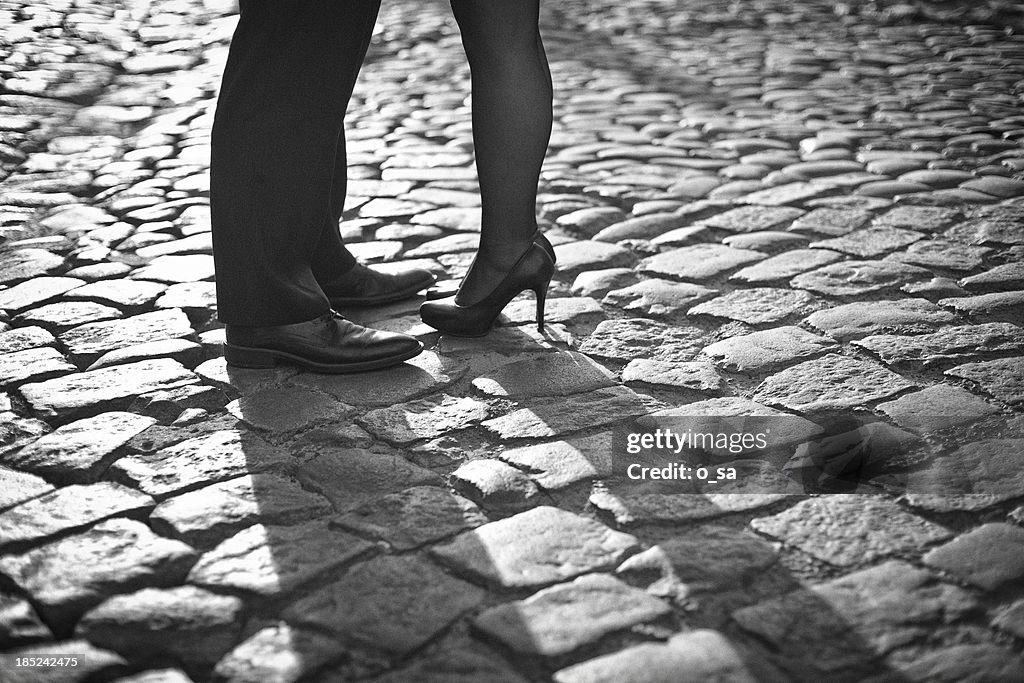 Young couple walking outdoors