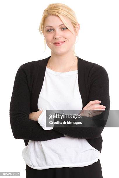 confident young woman - cardigan stock pictures, royalty-free photos & images