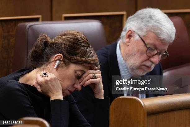 The spokesperson of Sumar in the Congress, Marta Lois, during a plenary session, in the Congress of Deputies, on 13 December, 2023 in Madrid, Spain....