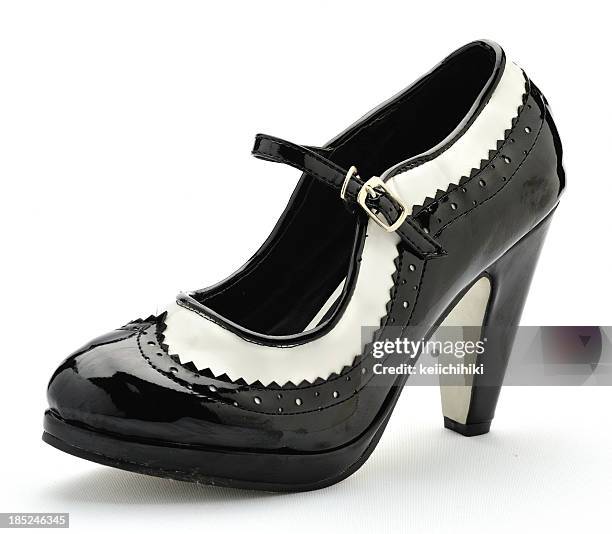 black and white high heels shoe - black leather belt stock pictures, royalty-free photos & images