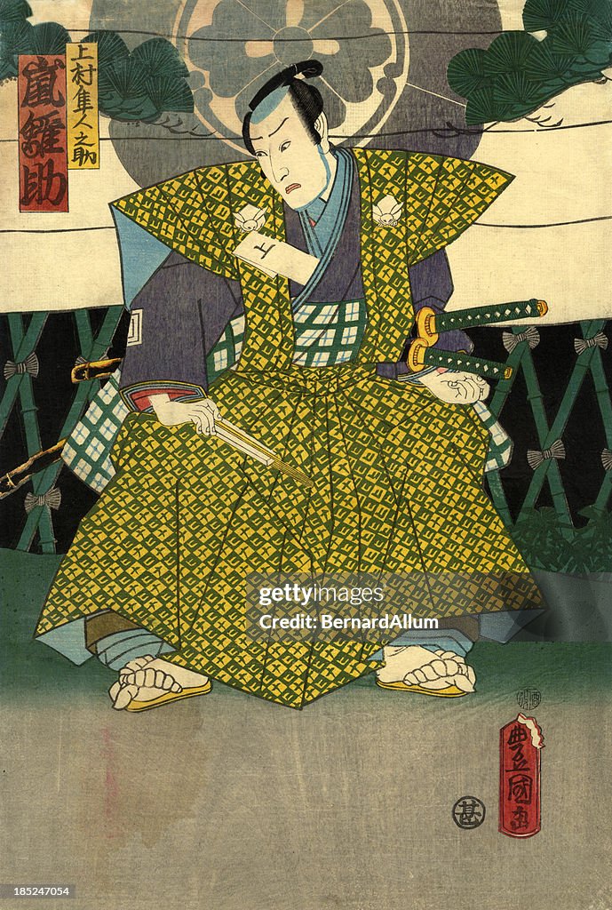 Traditional Japanese Woodblock print of Actor standing