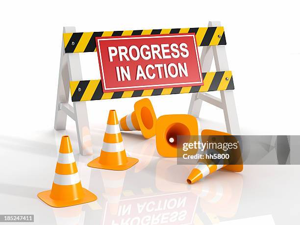 progress in action - improvement ahead sign stockfoto's en -beelden