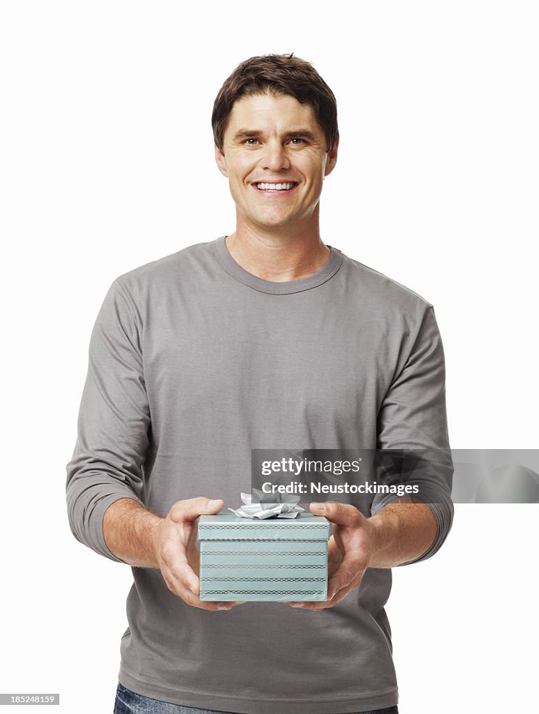 Casual Male With Gift Box - Isolated