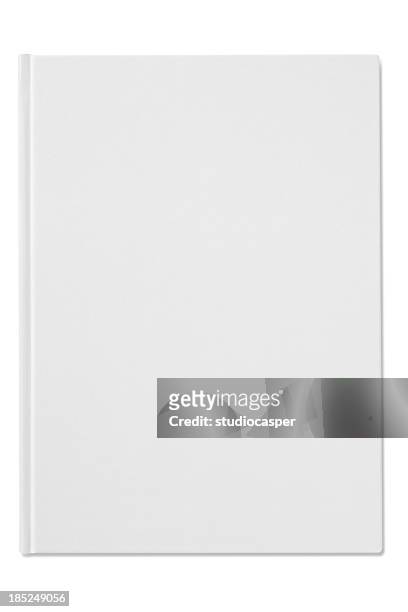 plain blank white notebook isolated on a white background - blank book cover stockfoto's en -beelden