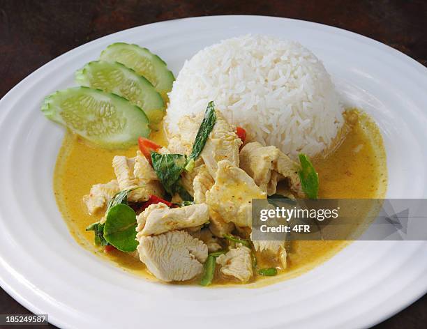 thai chicken curry with vegetables in coconut milk (xxxl) - curry powder stock pictures, royalty-free photos & images