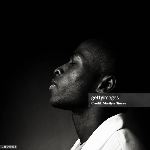 ethnic profile - black and white portrait man stock pictures, royalty-free photos & images