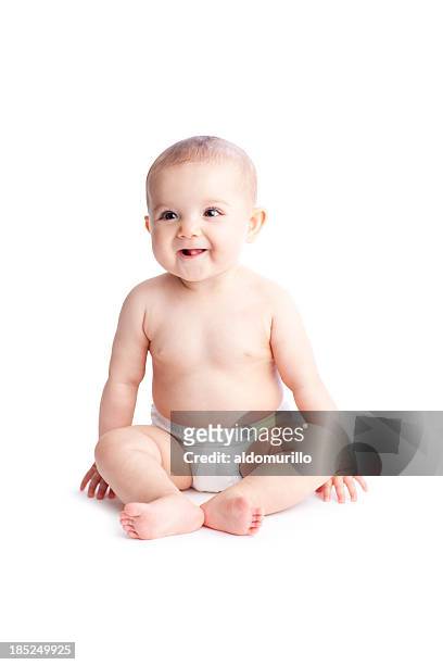 baby smiling - diaper girl stock pictures, royalty-free photos & images