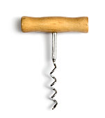 Wine corkscrew with wooden handle
