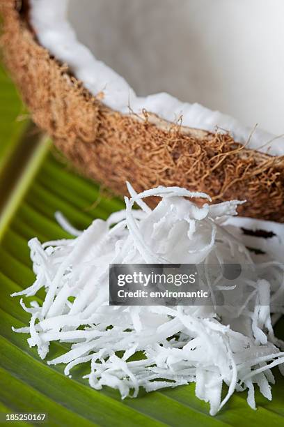 coco fresco de molido. - shredded coconut fotografías e imágenes de stock