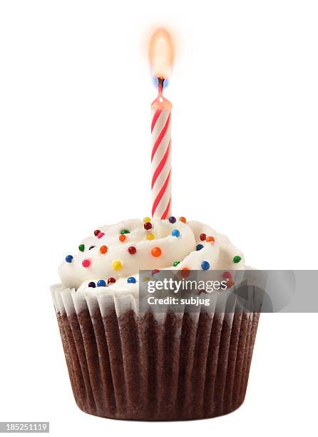 birthday cupcake - muffin stockfoto's en -beelden