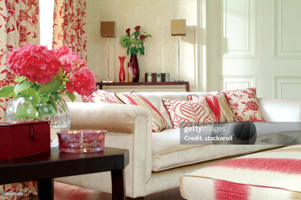 Interior of three seater sofa in a living room