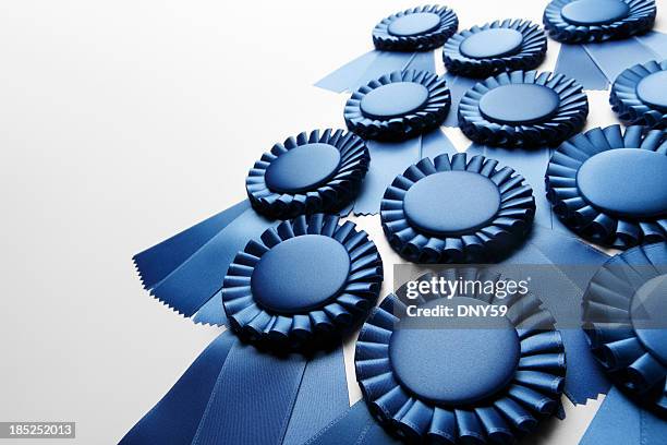 blue ribbons - winning ribbon stock pictures, royalty-free photos & images