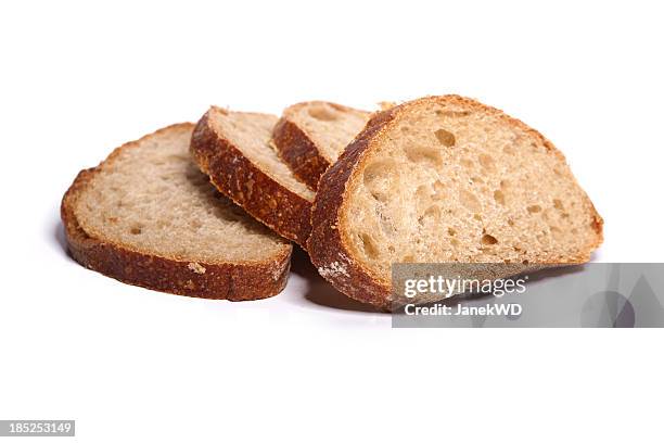 loafs of bread on white background - sliced bread stock pictures, royalty-free photos & images