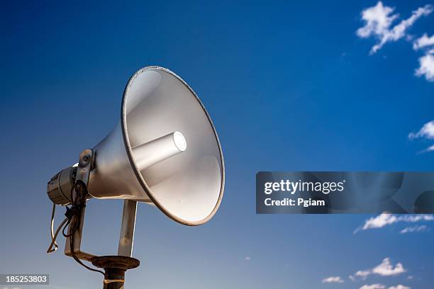 loudspeakers broadcast a message - public address system stock pictures, royalty-free photos & images