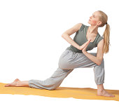 yoga position looking back young girl