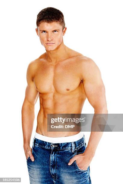 筋肉のセクシーな若い男性 - 若い男性一人 ストックフォトと画像