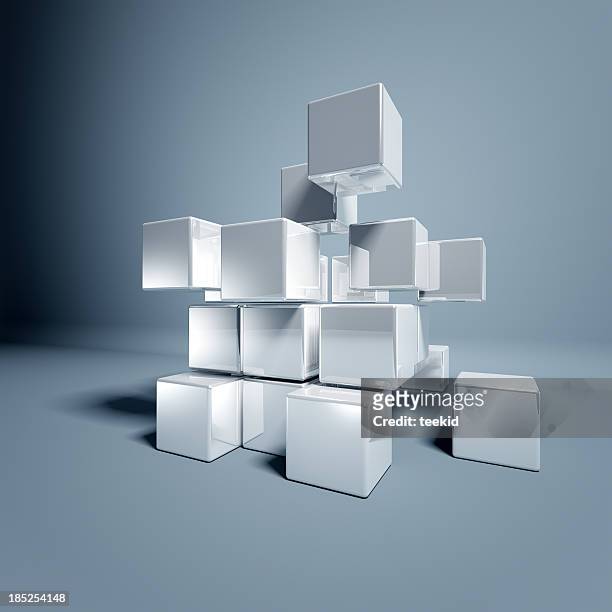 cubi 3d di vuoto - square shape foto e immagini stock