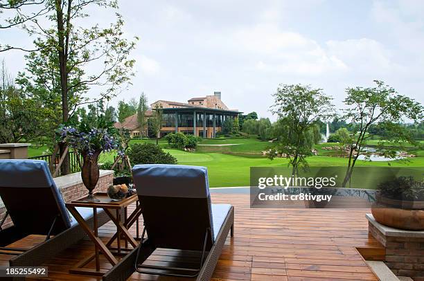 relaxing view golf course - country club stockfoto's en -beelden
