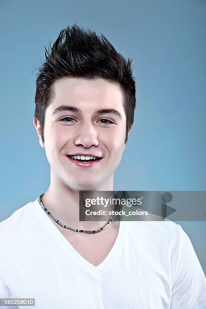 teenager expressing positivity - spiky hair stock pictures, royalty-free photos & images