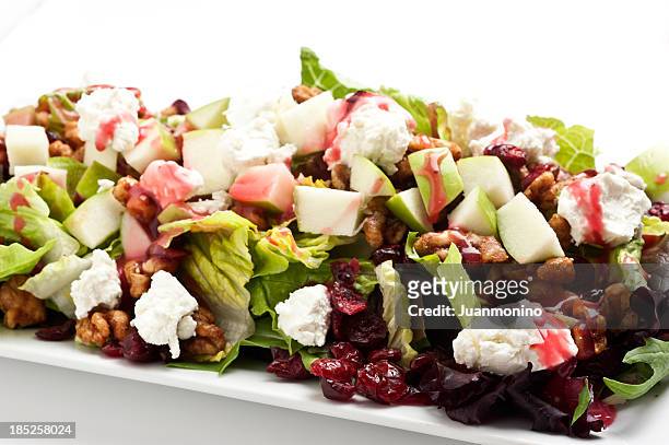 apple, feta e noz de salada - vinaigrette dressing imagens e fotografias de stock