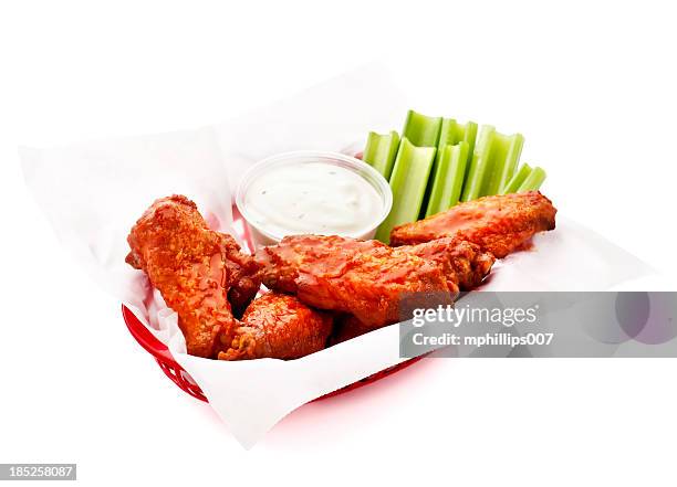 basket of wings - chicken wings plate stock pictures, royalty-free photos & images