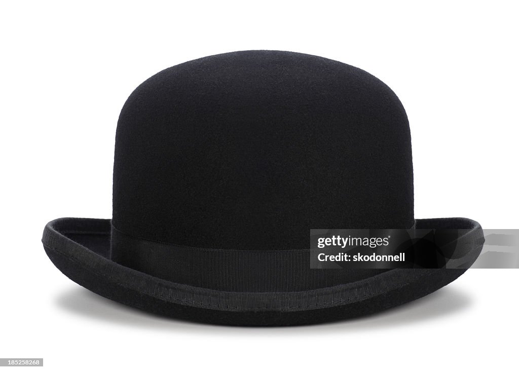 Black Bowler Hat Isolated on White