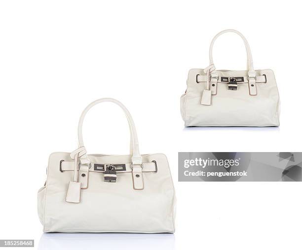 white handbags - white purse stockfoto's en -beelden