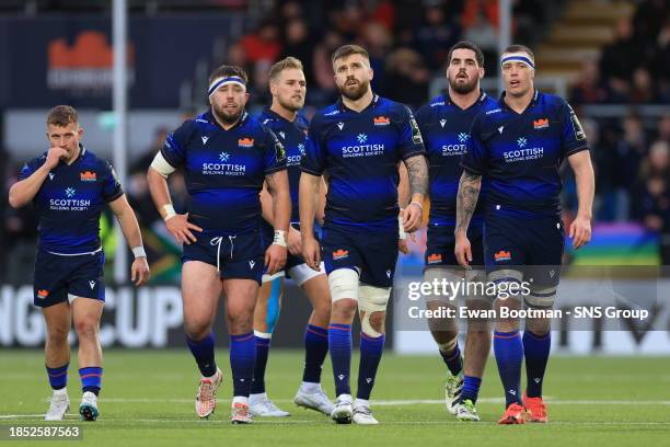 Edinburgh's Ben Vellacott , Robin Hislop, Luke Crosbie and Glen Young during an EPCR Challenge Cup match between Edinburgh Rugby and Castres...