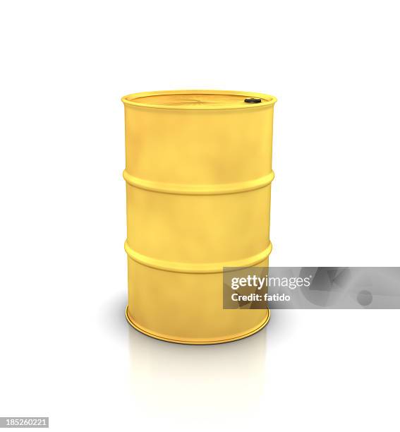 gold oil drum - barrel stockfoto's en -beelden