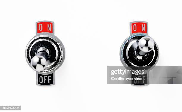 isolated shot of two toggle switch on white background - light switch stock pictures, royalty-free photos & images