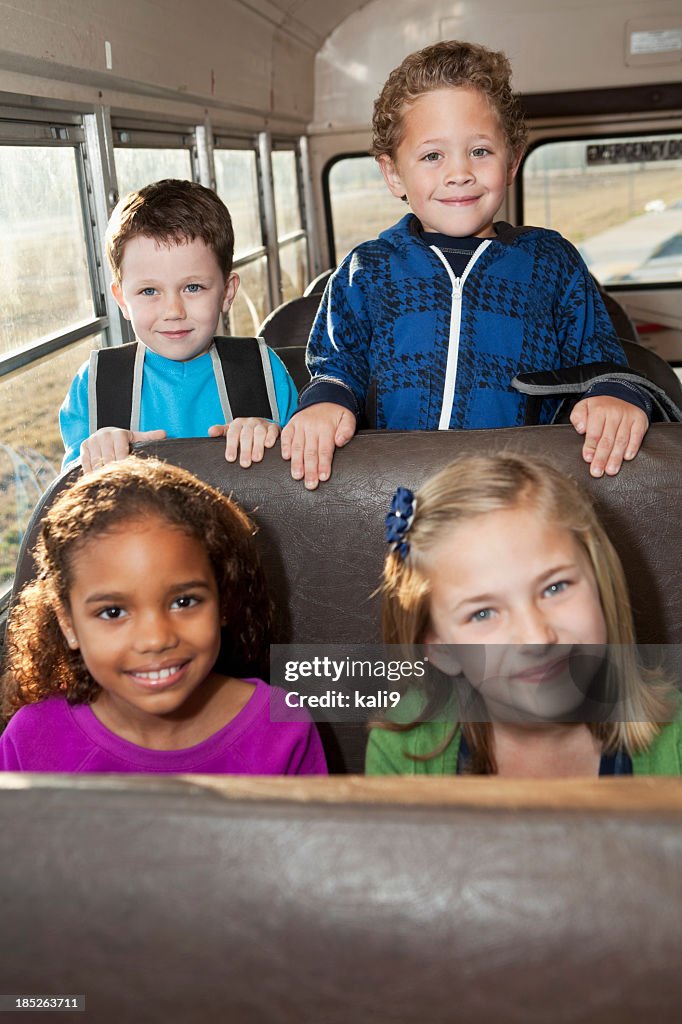 Children riding school bus