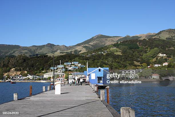 pier - akaroa stock pictures, royalty-free photos & images
