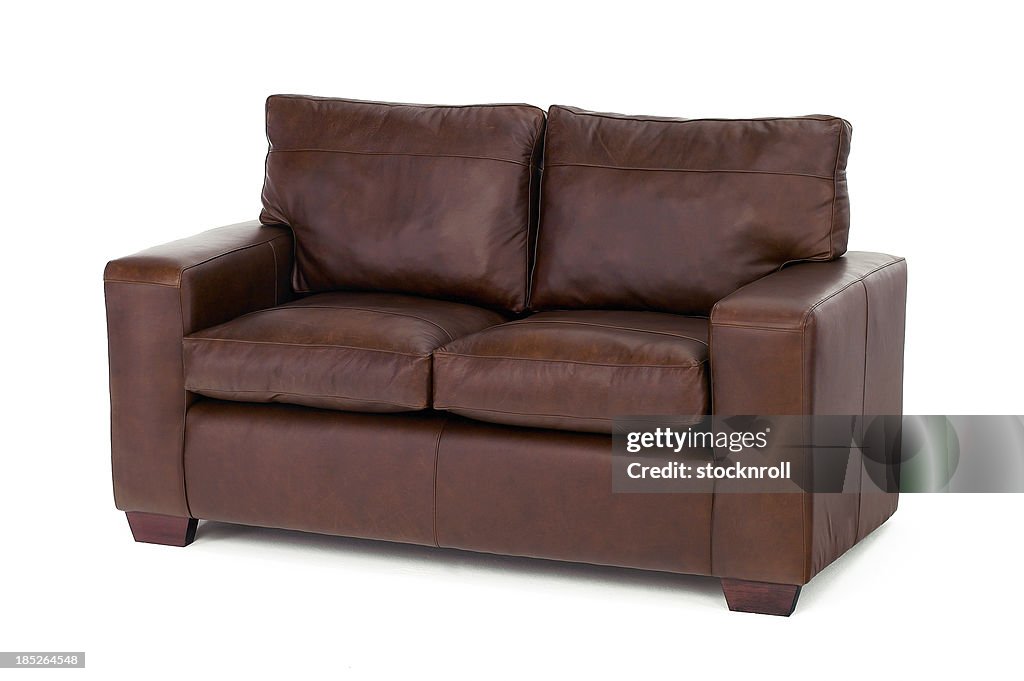 Brown settee isolated on white