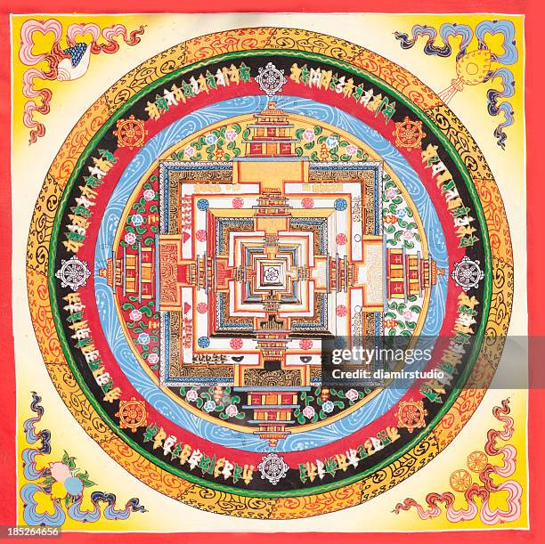 tibetan mandala - indian painting stockfoto's en -beelden
