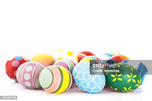 colorful easter eggs - easter egg white background stock pictures, royalty-free photos & images