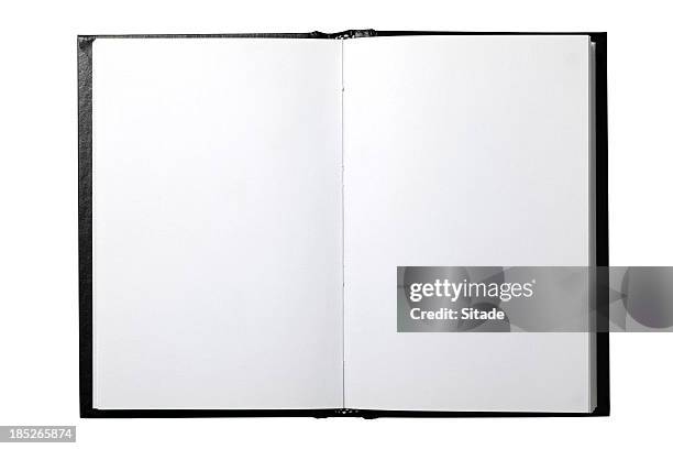 livre ouvert avec un tracé de détourage - blank book photos et images de collection