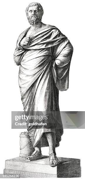 sophocles, classical greek writer and philosopher - thinker statue stock illustrations