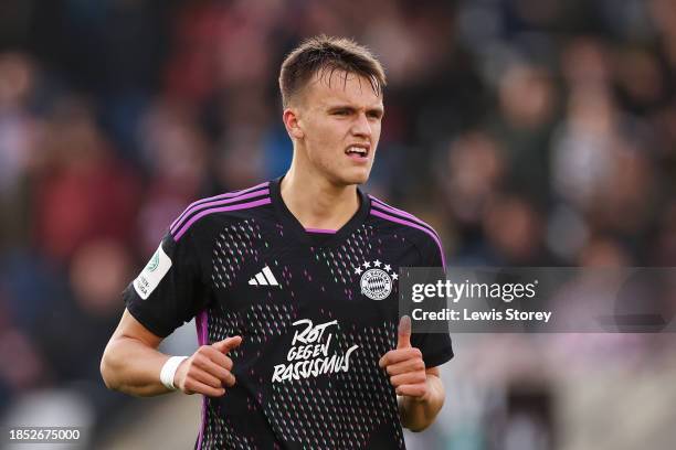 Paul Scholl of Bayern Munich looks on during the UEFA Youth League - Group A match between Manchester United and Bayern Munich at Leigh Sports...