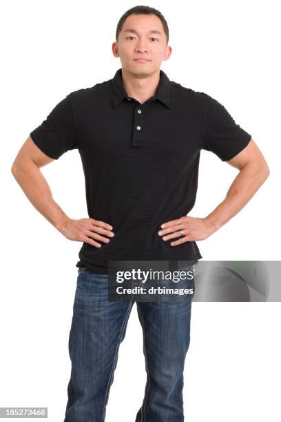 asian man with hands on hips - arms akimbo stock pictures, royalty-free photos & images