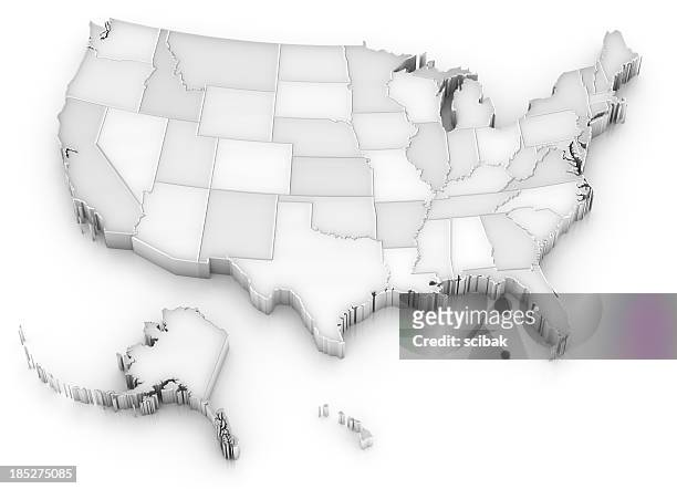 white usa map with states (also alaska and hawaii) - usa stock pictures, royalty-free photos & images